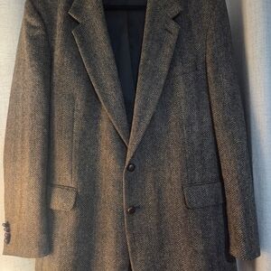 Robert Stock Brown Wool Herringbone Blazer 44L